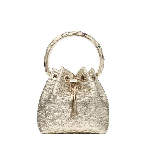 Metallic Jimmy Choo Bon Bon Bucket Bag | Bucket Bags