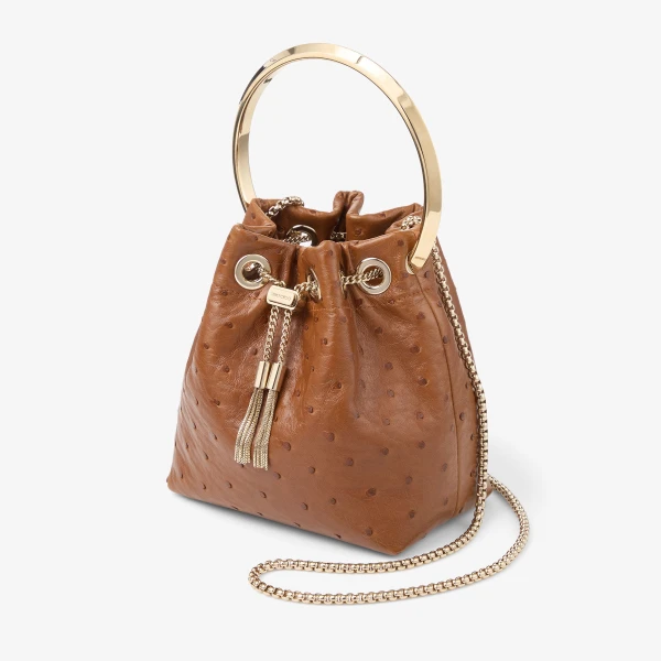 Hazel and Light Gold Jimmy Choo Bon Bon Bucket Bag, view 2 | Bucket Bags