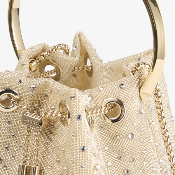 Honey MIX and Light Gold Jimmy Choo Bon Bon Bucket Bag, view 4 | Bucket Bags