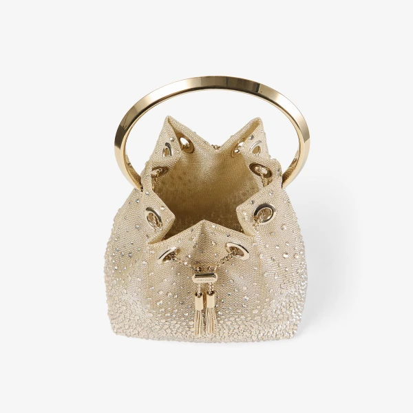 Honey MIX and Light Gold Jimmy Choo Bon Bon Bucket Bag, view 5 | Bucket Bags