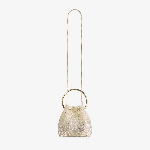 Honey MIX and Light Gold Jimmy Choo Bon Bon Bucket Bag, view 6 | Bucket Bags