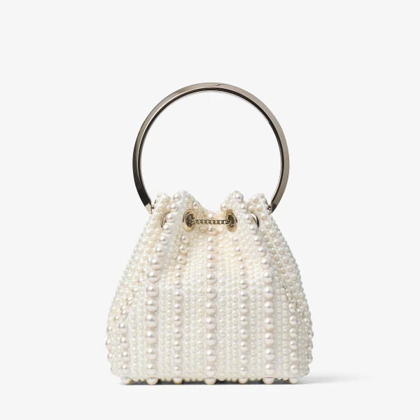 Ivory Jimmy Choo Bon Bon Bucket Bag, view 6 | Bucket Bags