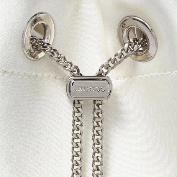 Ivory and Crystal Jimmy Choo Bon Bon Bucket Bag, view 3 | Bucket Bags