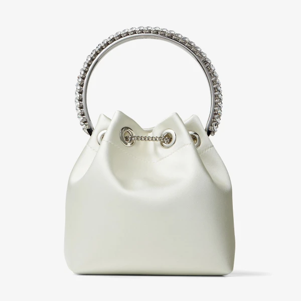 Ivory and Crystal Jimmy Choo Bon Bon Bucket Bag, view 5 | Bucket Bags