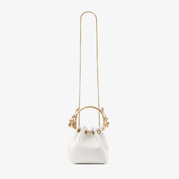 Ivory and Gold Jimmy Choo Bon Bon Bucket Bag, view 6 | Bucket Bags