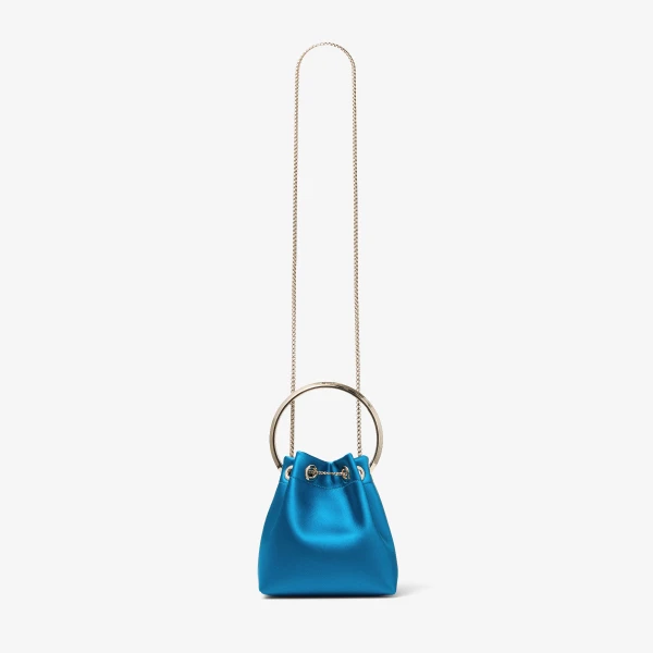 Lagoon and Light Gold Jimmy Choo Bon Bon Bucket Bag, view 5 | Bucket Bags
