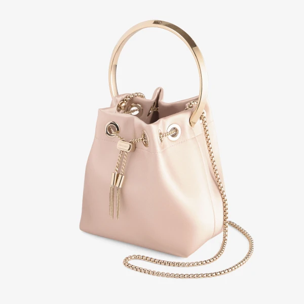 Macaron and Light Gold Jimmy Choo Bon Bon Bucket Bag, view 3 | Bucket Bags