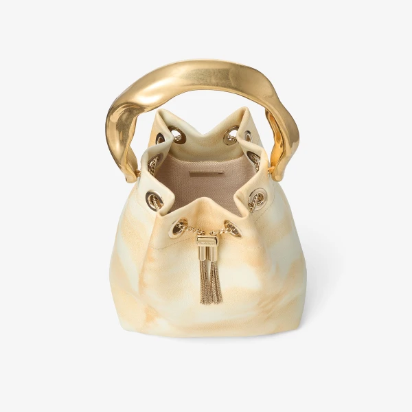 Natural Mix and Gold Jimmy Choo Bon Bon Bucket Bag, view 5 | Bucket Bags