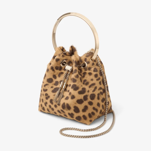 Natural and Light Gold Jimmy Choo Bon Bon Bucket Bag, view 3 | Bucket Bags