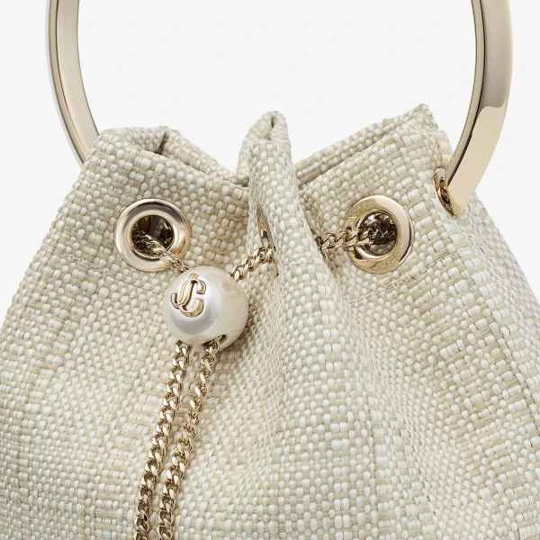 Natural and Light Gold Jimmy Choo Bon Bon Bucket Bag, view 4 | Bucket Bags