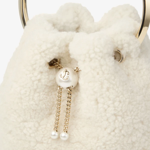 Natural and Light Gold Jimmy Choo Bon Bon Bucket Bag, view 4 | Bucket Bags