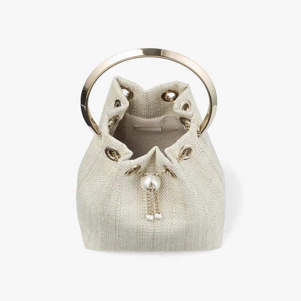 Natural and Light Gold Jimmy Choo Bon Bon Bucket Bag, view 5 | Bucket Bags