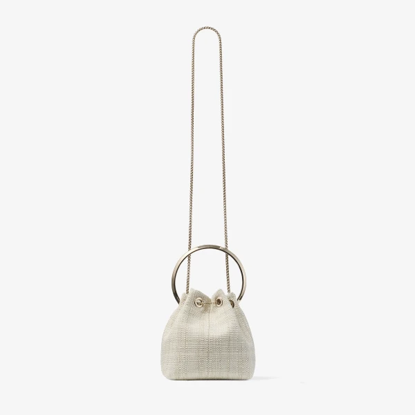 Natural and Light Gold Jimmy Choo Bon Bon Bucket Bag, view 6 | Bucket Bags