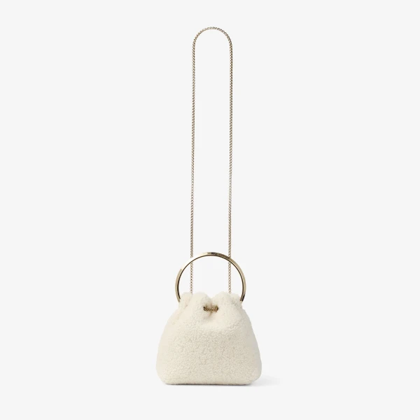 Natural and Light Gold Jimmy Choo Bon Bon Bucket Bag, view 6 | Bucket Bags