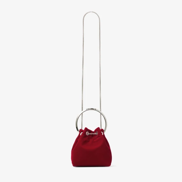 Ruby Red and Silver Jimmy Choo Bon Bon Bucket Bag, view 6 | Bucket Bags