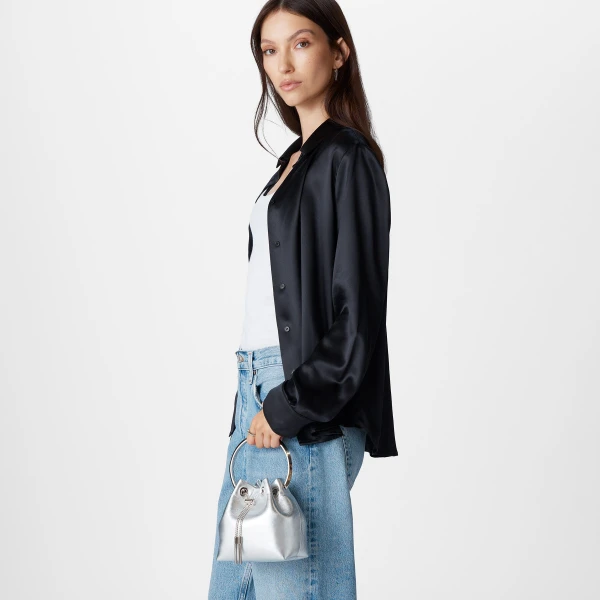 Silver Jimmy Choo Bon Bon Bucket Bag, view 2 | Bucket Bags