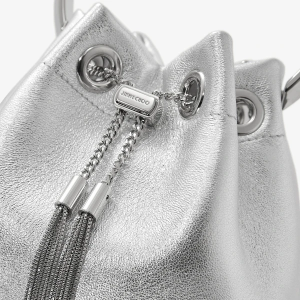 Silver Jimmy Choo Bon Bon Bucket Bag, view 5 | Bucket Bags