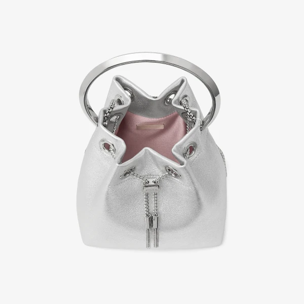 Silver Jimmy Choo Bon Bon Bucket Bag, view 6 | Bucket Bags