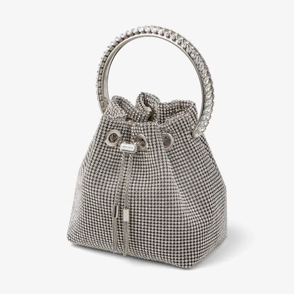 Silver Jimmy Choo Bon Bon Bucket Bag, view 2 | Bucket Bags