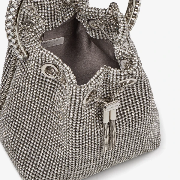 Silver Jimmy Choo Bon Bon Bucket Bag, view 4 | Bucket Bags
