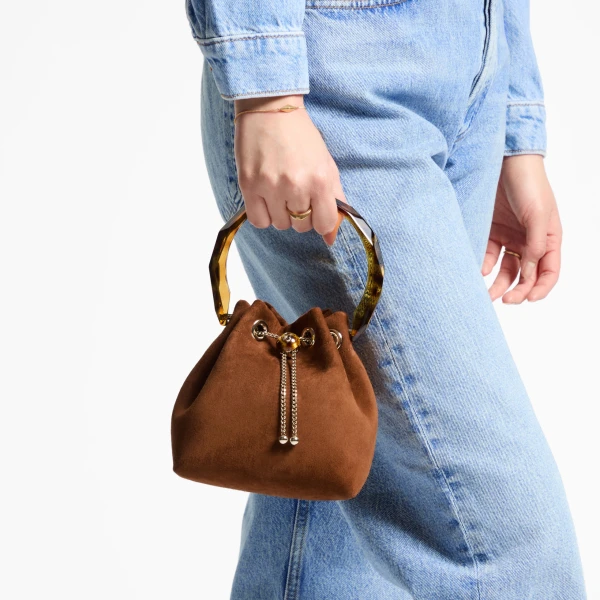 Tan, Multi and Tortoiseshell Jimmy Choo Bon Bon Bucket Bag, view 2 | Bucket Bags