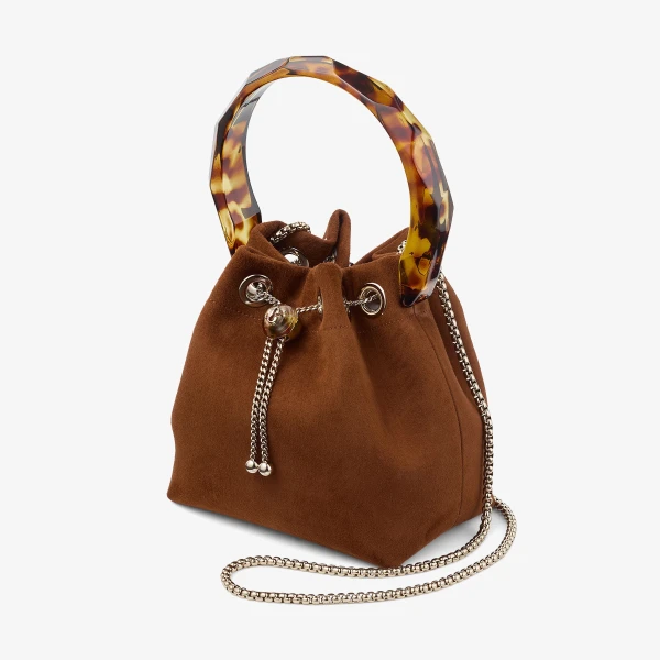 Tan, Multi and Tortoiseshell Jimmy Choo Bon Bon Bucket Bag, view 3 | Bucket Bags