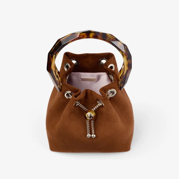 Tan, Multi and Tortoiseshell Jimmy Choo Bon Bon Bucket Bag, view 5 | Bucket Bags