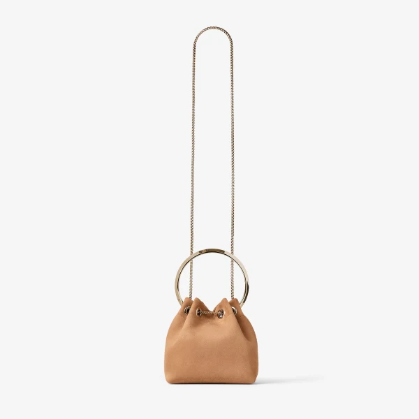Toffee and Light Gold Jimmy Choo Bon Bon Bucket Bag, view 5 | Bucket Bags