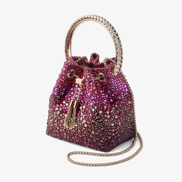 Winter Bloom and Violet Orchid Jimmy Choo Bon Bon Bucket Bag, view 3 | Bucket Bags