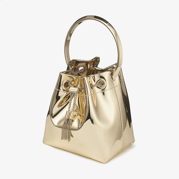 Gold Jimmy Choo Bon Bon Mini Bag, view 2 | Bucket Bags