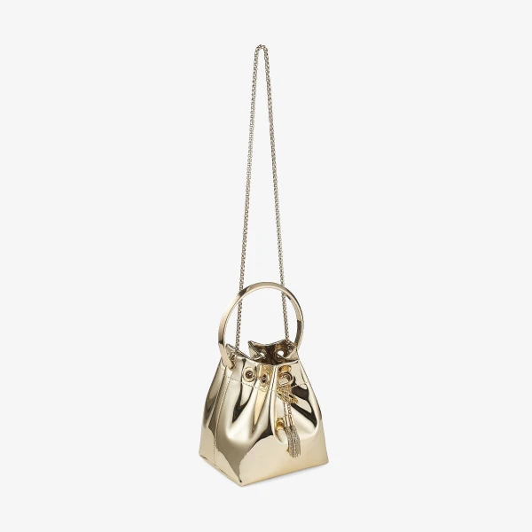 Gold Jimmy Choo Bon Bon Mini Bag, view 3 | Bucket Bags