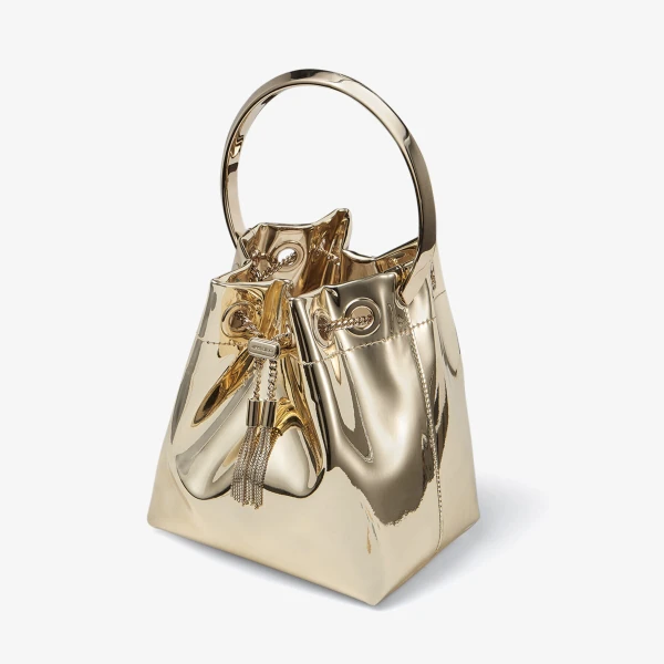 Gold Jimmy Choo Bon Bon Mini Bag, view 4 | Bucket Bags