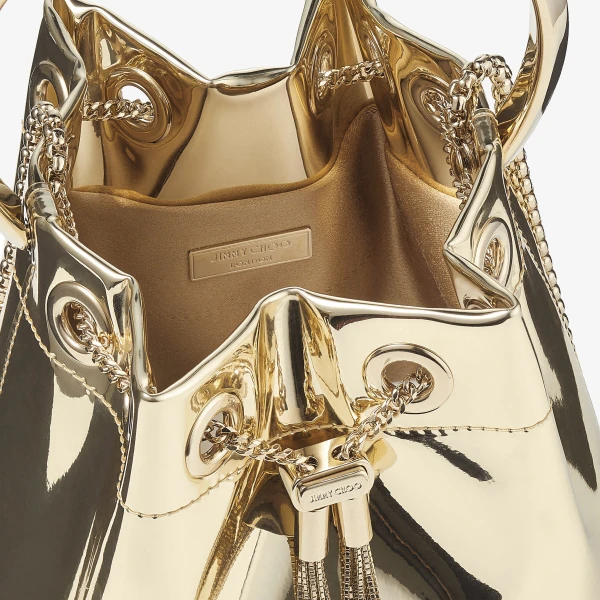 Gold Jimmy Choo Bon Bon Mini Bag, view 6 | Bucket Bags