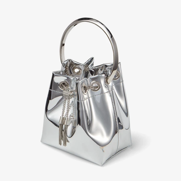 Silver Jimmy Choo Bon Bon Mini Bag, view 2 | Bucket Bags