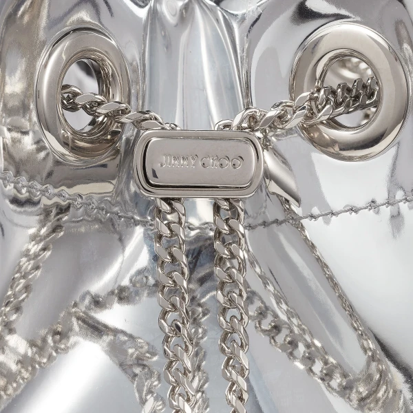 Silver Jimmy Choo Bon Bon Mini Bag, view 3 | Bucket Bags