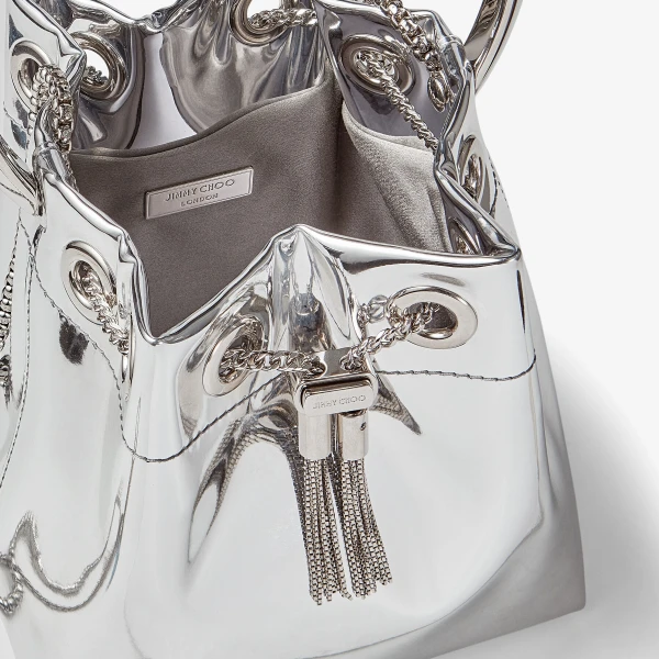 Silver Jimmy Choo Bon Bon Mini Bag, view 5 | Bucket Bags