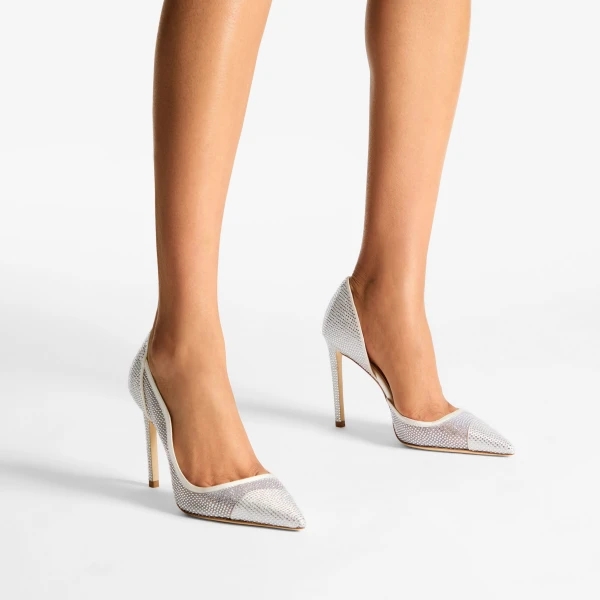 Ivory and Crystal Jimmy Choo Brigitte 100 Pumps, view 2 | Heels