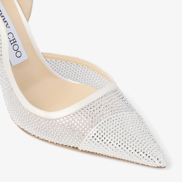 Ivory and Crystal Jimmy Choo Brigitte 100 Pumps, view 4 | Heels