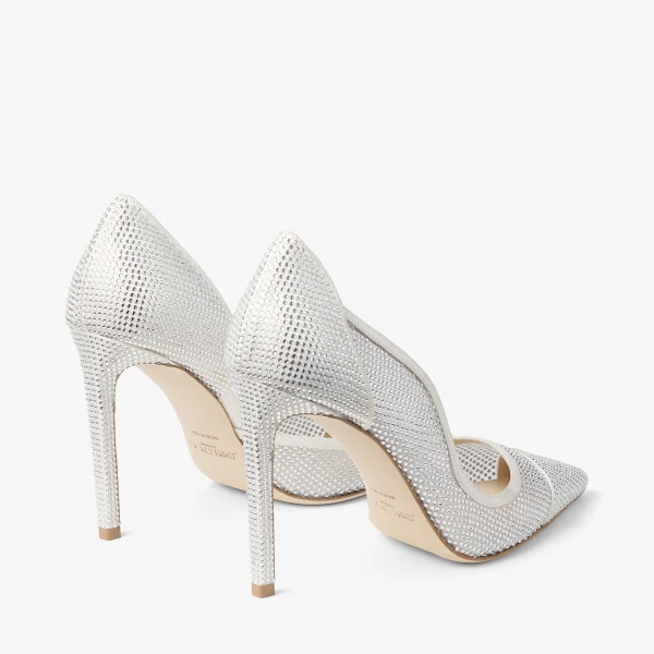 Ivory and Crystal Jimmy Choo Brigitte 100 Pumps, view 6 | Heels