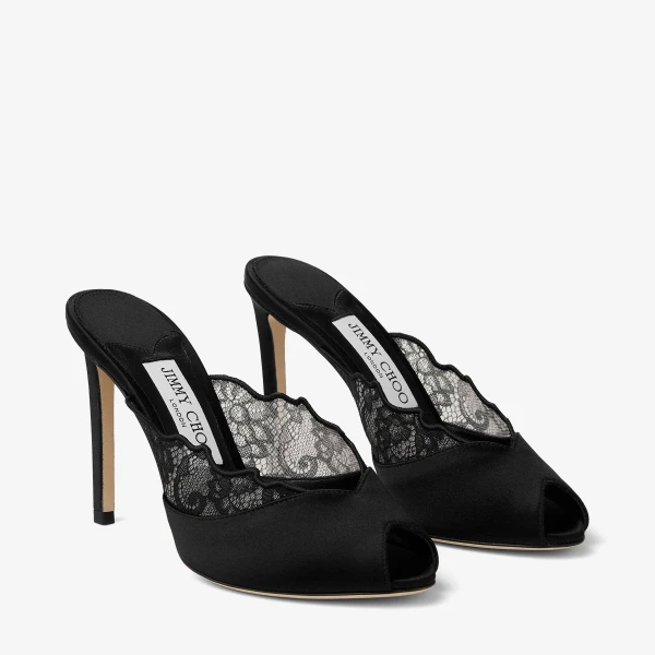 Black Jimmy Choo Brigitte Mule 100, view 3 | Mules