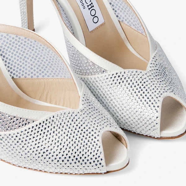 Ivory and Crystal Jimmy Choo Brigitte Mule 100, view 4 | Mules