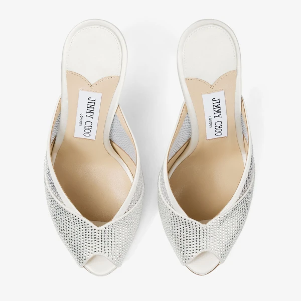 Ivory and Crystal Jimmy Choo Brigitte Mule 100, view 5 | Mules