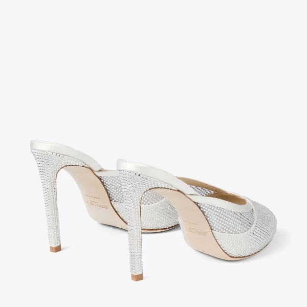 Ivory and Crystal Jimmy Choo Brigitte Mule 100, view 6 | Mules