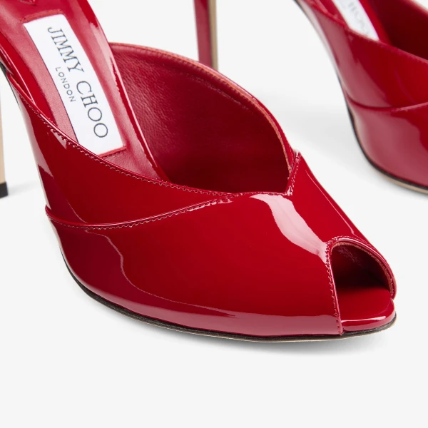 Ruby Red Jimmy Choo Brigitte Mule 100, view 4 | Mules