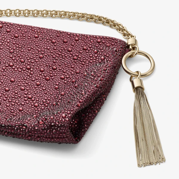 Deep Merlot and Light Gold Jimmy Choo Callie Clutch Bag, view 4 | Clutch Bags
