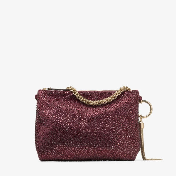 Deep Merlot and Light Gold Jimmy Choo Callie Clutch Bag, view 6 | Clutch Bags