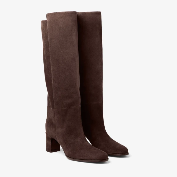 Chocolate Jimmy Choo Caly Knee Boot 65, view 3 | Boots