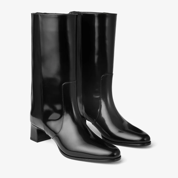 Black Jimmy Choo Caly Mid 45 Ankle Boots, view 3 | Boots