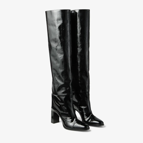 Black Jimmy Choo Caly Over the Knee 85 Knee-high Boots, view 3 | Boots
