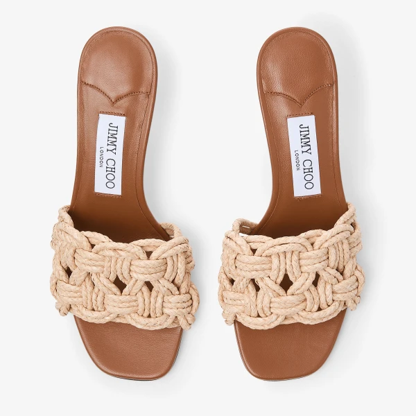 TAN and Natural Jimmy Choo Chara 70 Mules, view 5 | Mules